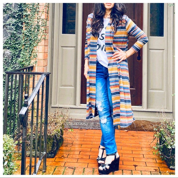 ✨LAST ONE✨multi color striped open knit cardigan - Picture 2 of 5